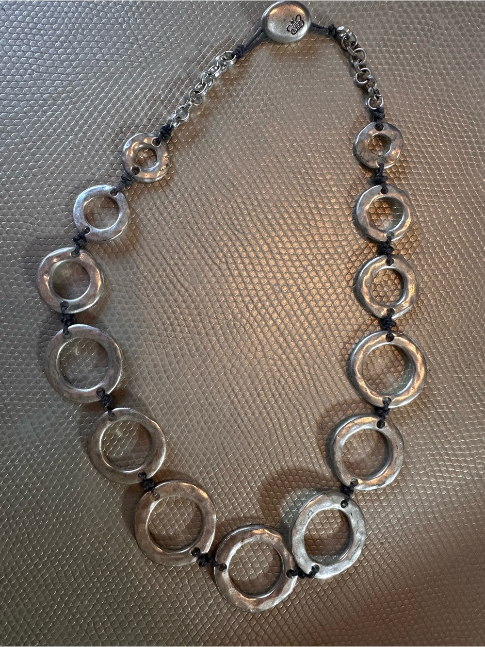 Women's Silver-Tone Open Circle Necklace - Contemporary Chain Link